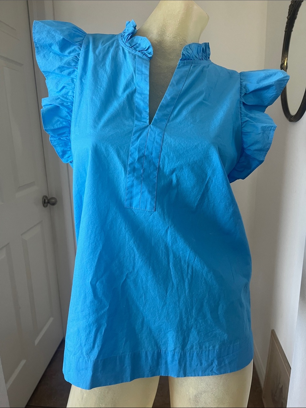 Lilly Pulitzer Turquoise Ruffle Sleeve Top